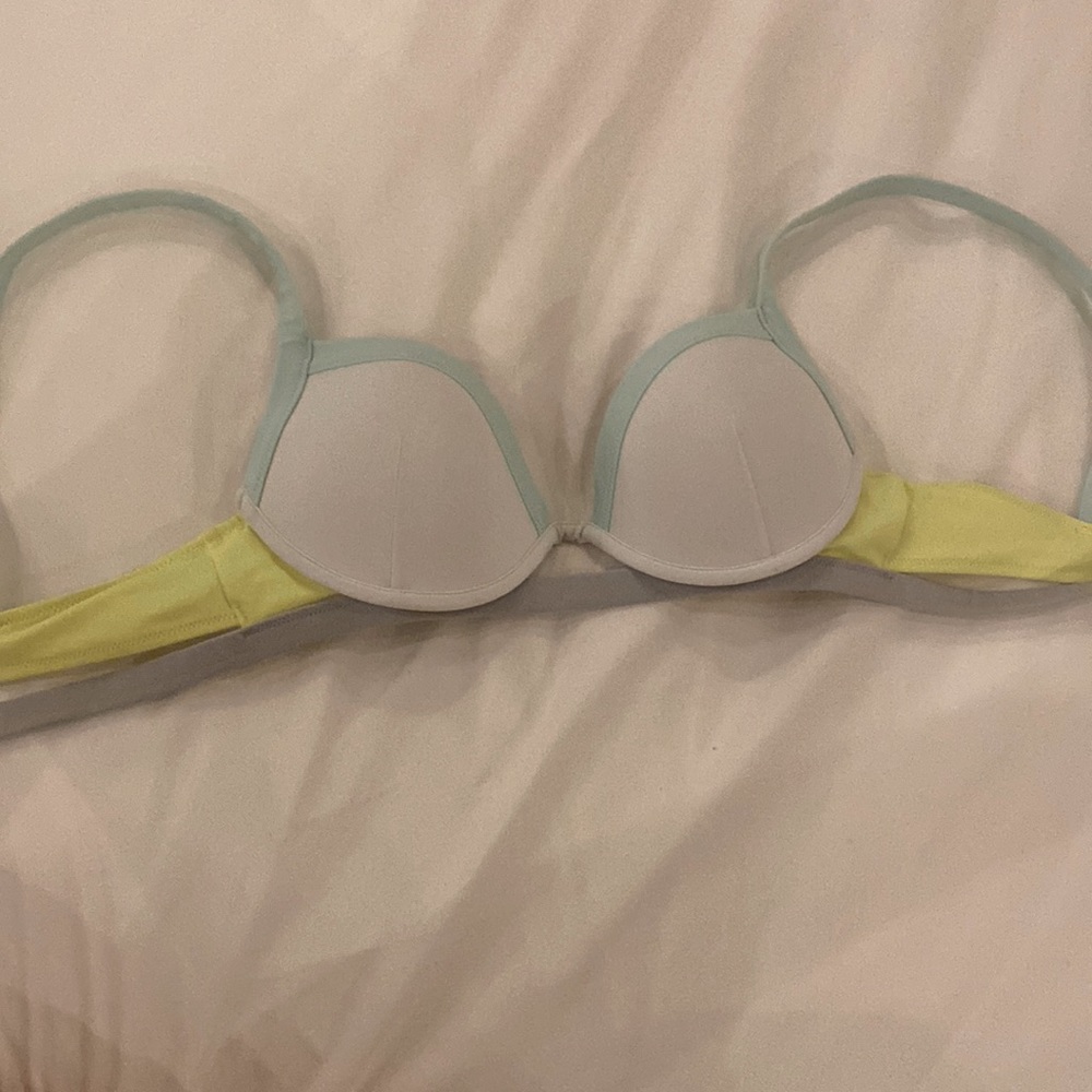 PINK brand blue, white, yellow, wired bikini